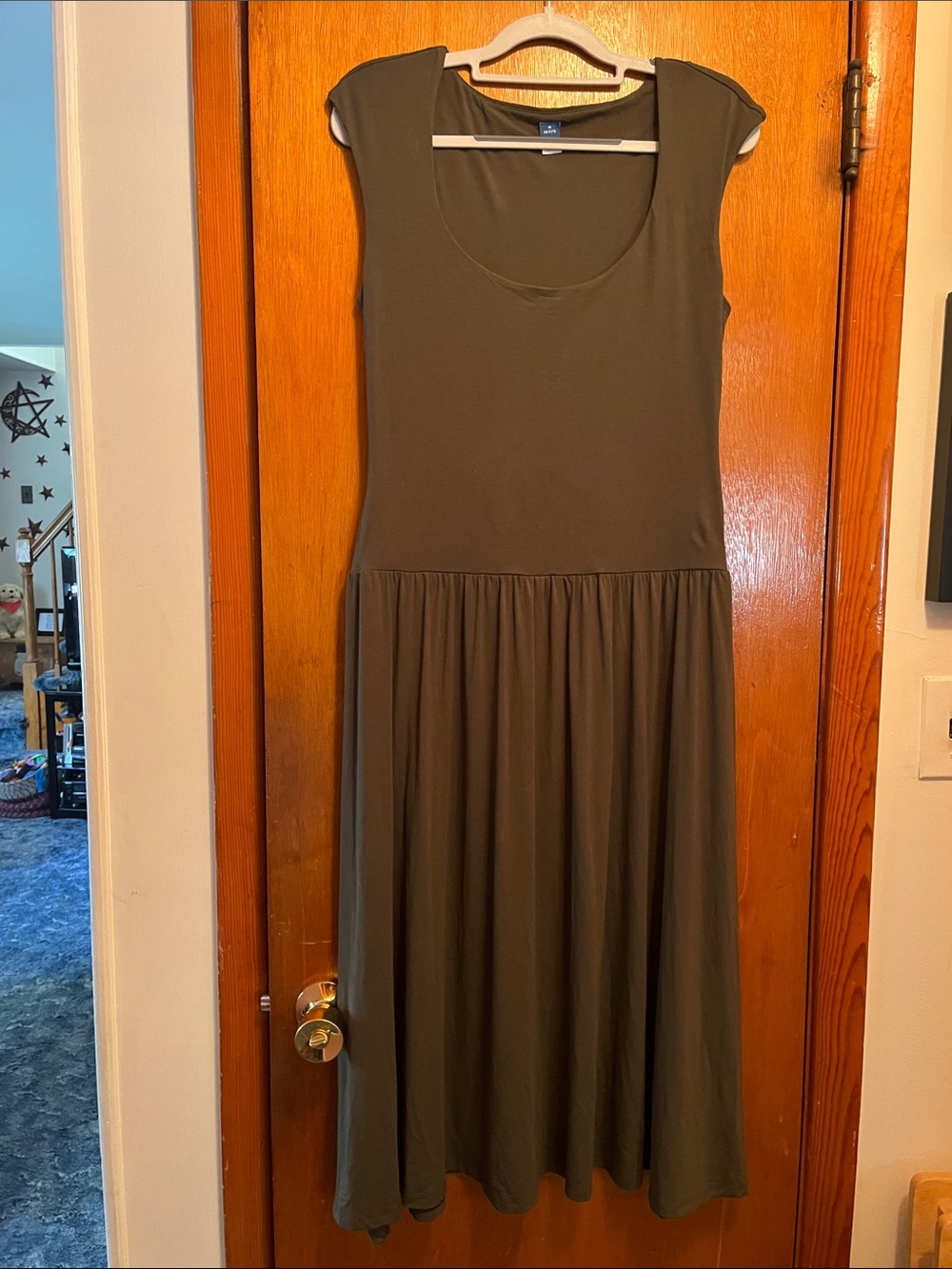 Old Navy Olive Green Scoop-Neck Midi Dress